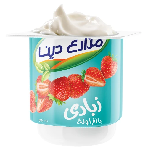 زبادي مزارع دينا  بقطع الفراولة 105 جم